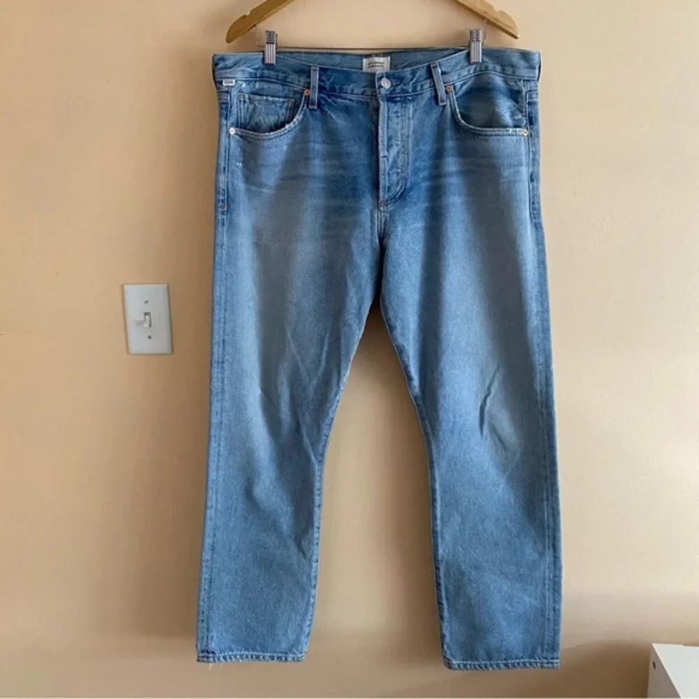 Citizens Of Humanity Emerson Slim Boyfriend Woman 32 Blue Sky Distressed Coastal - Picture 2 of 16